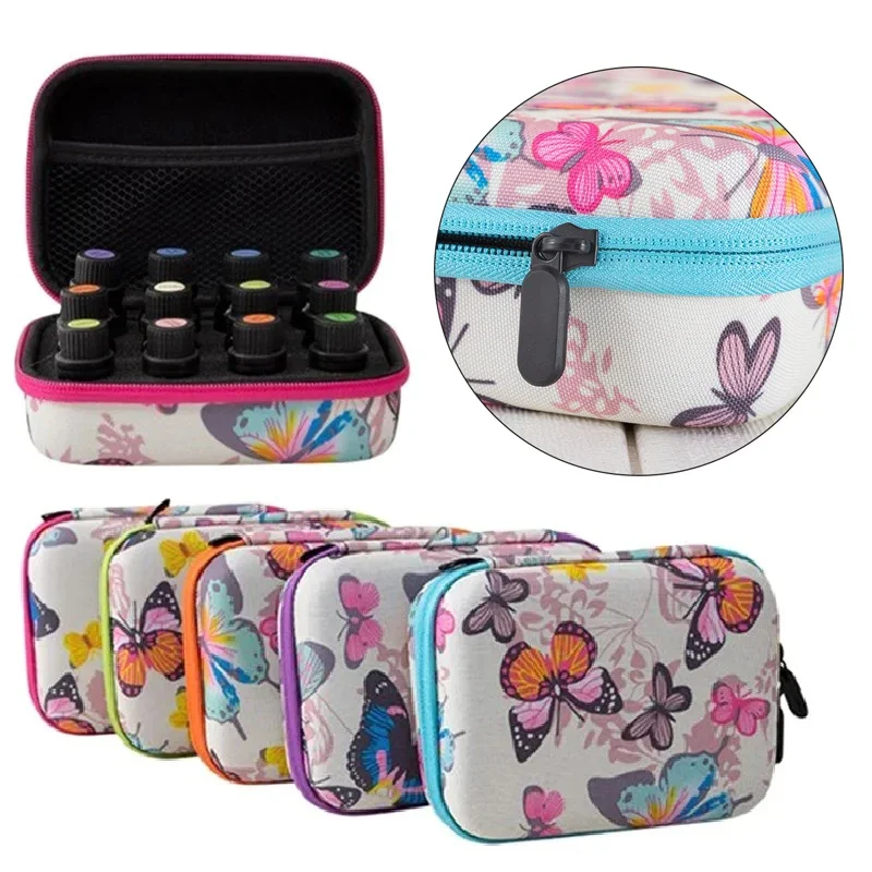 Travel Essentials Oil Storage Bag for White Butterfly 12/15 Slots for 10-15ml Shockproof Ziplock Essential Oil Storage Organizer