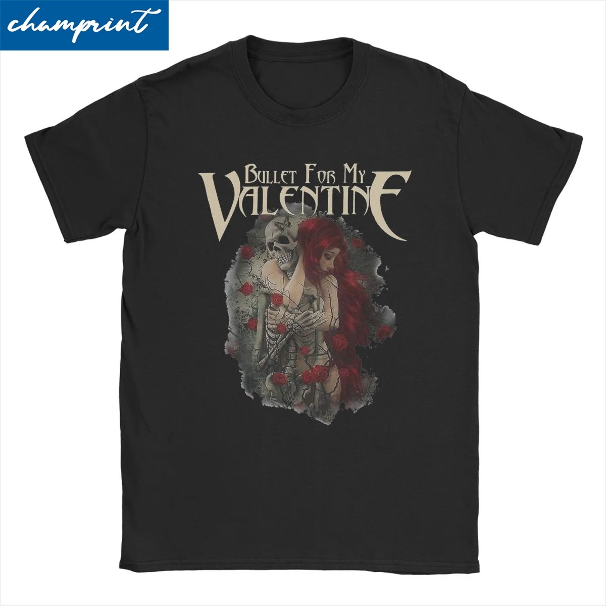 Men Women's T-Shirt Bullet For My Valentine Skull Red Eyes Humor Pure Cotton Tees Metal Music T Shirts Crewneck Clothing 6XL