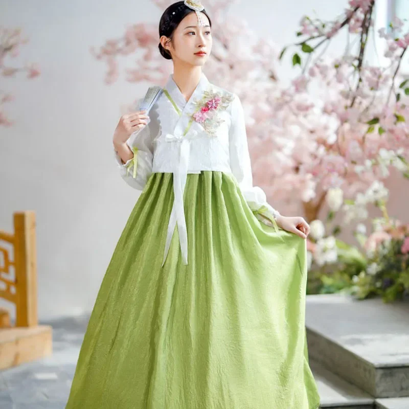 한복 한국 여성 전통 원피스, 빈티지 페스티벌 레트로 민속춤 한복, 한국 스타일 코스튬 사진 의상, 2023 신상