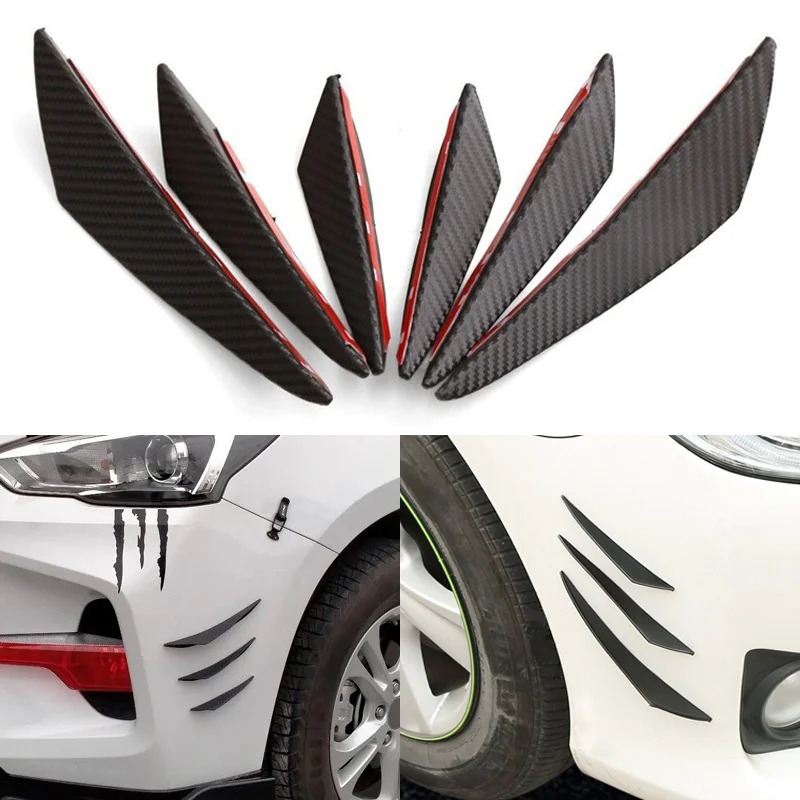 

6pcs/set Universal Front Bumper Lip Decoration Diffuser Splitter Fins Body Spoiler Canards Valence Chin Car Tuning Canard