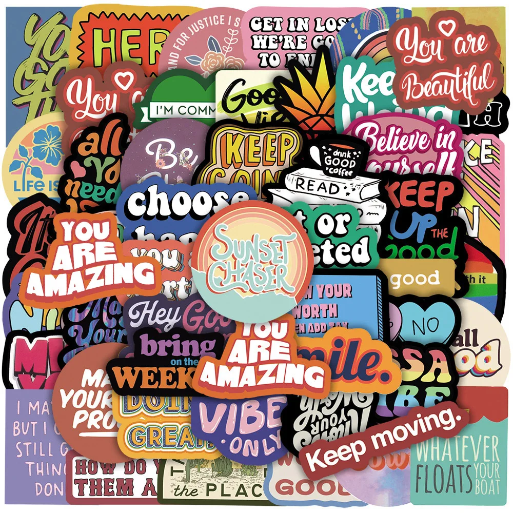 

10/30/50PCS Colorful Motivational Phrases Graffiti Stickers DIY Skateboard Guitar Luggage Laptop Cute Waterproof Sticker Decals