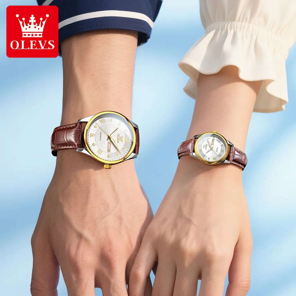 OLEVS 3649 Mens Watch Quartz Watch Multifunctional Chronograph Watch For Men 30m Waterproof Luminous Phase Box Original