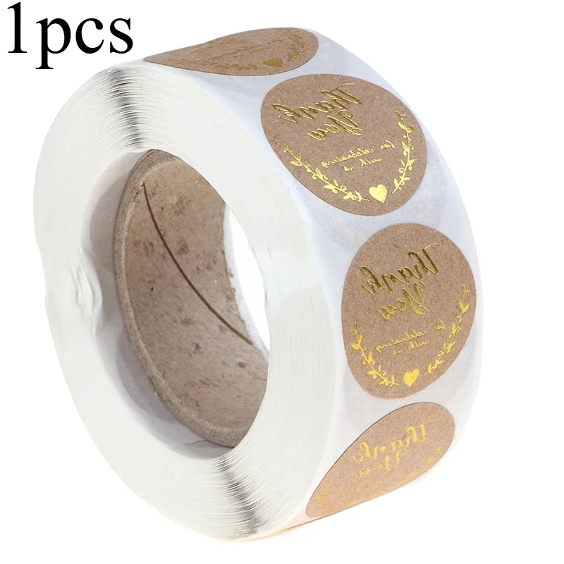 1pcs for 500 Labels Per Roll Round Natural Kraft Thank You Sticker seal labes Hand Made Sticker Paper Stationery Sticker