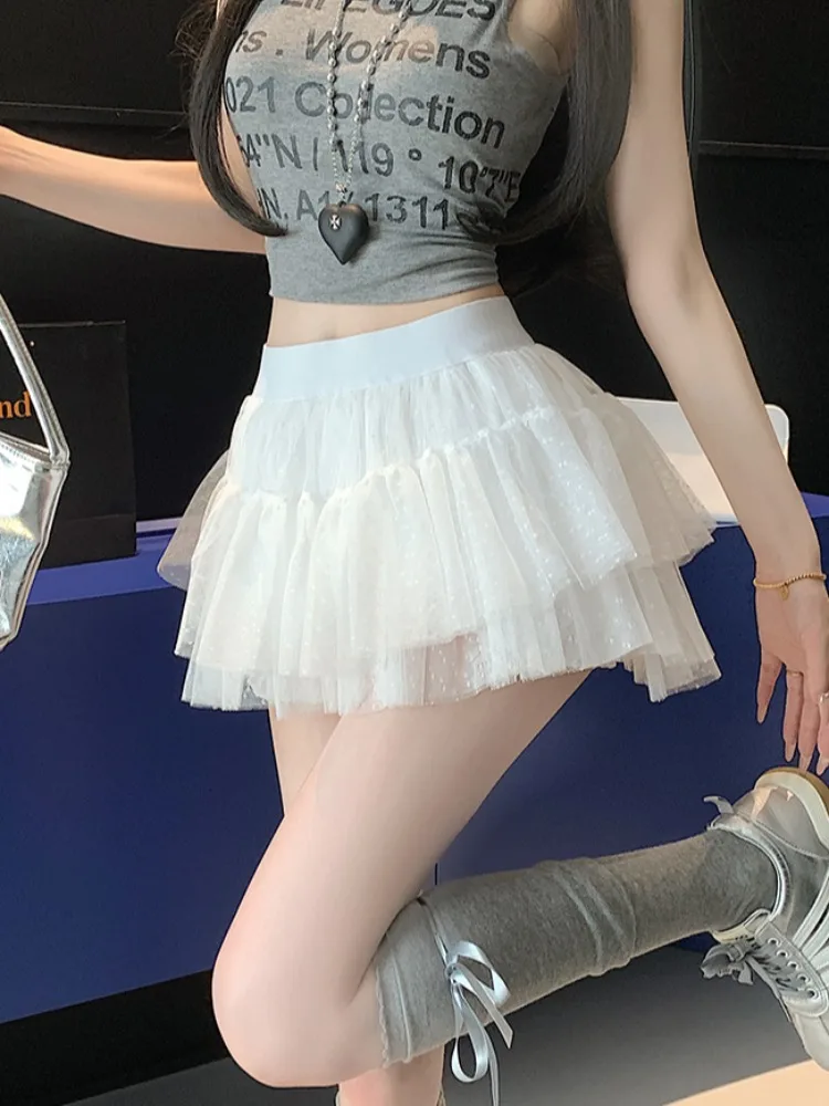 

Летняя юбка Me f, женская пышная юбка-тортик, юбка в горошек, сексуальная горячая ультра-юбка с низкой талией, корейская юбка для поездок на работу