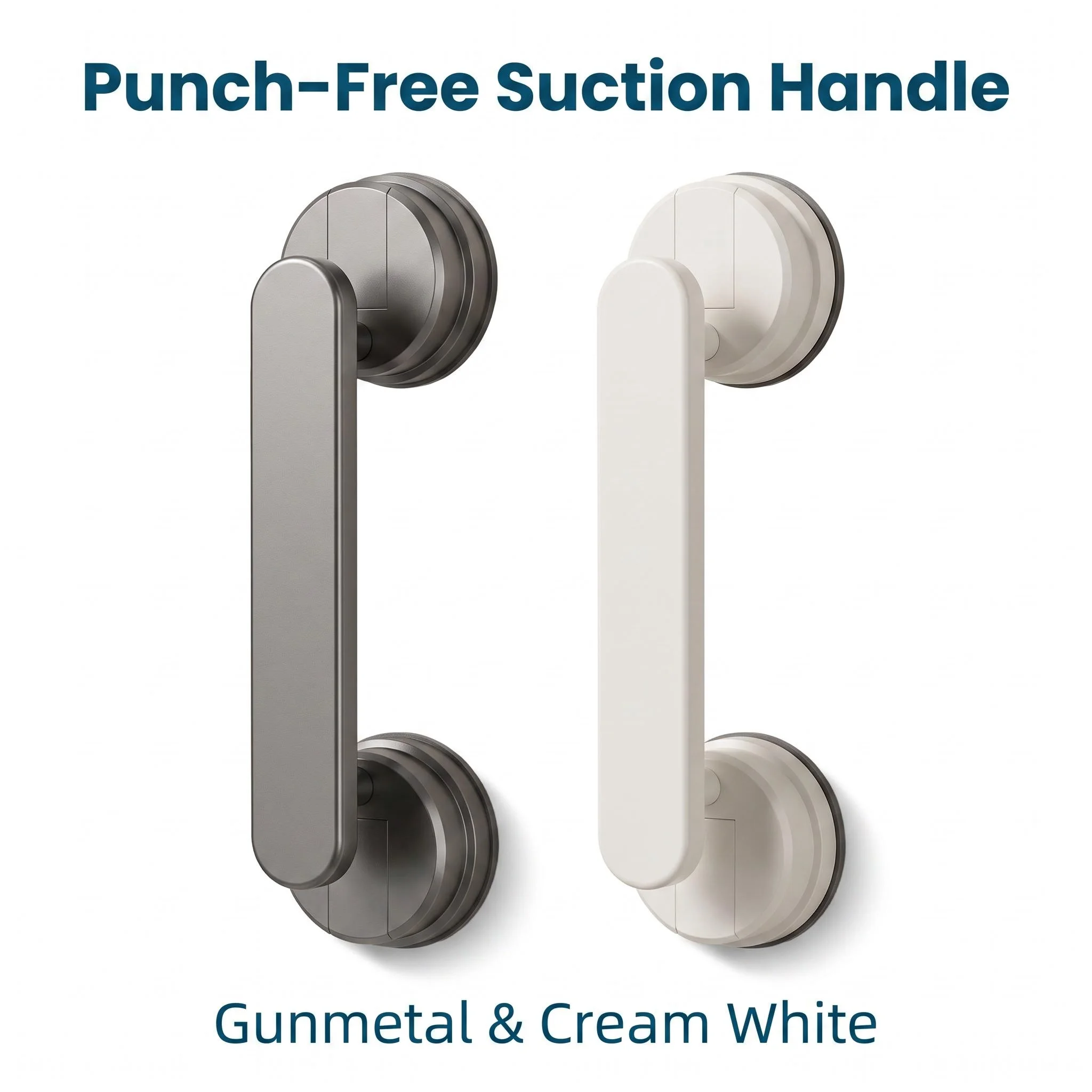 No Drill Suction Handle Strong Adsorption Pull Glass Shower Fridge Bathroom Kitchen Two Colors Available