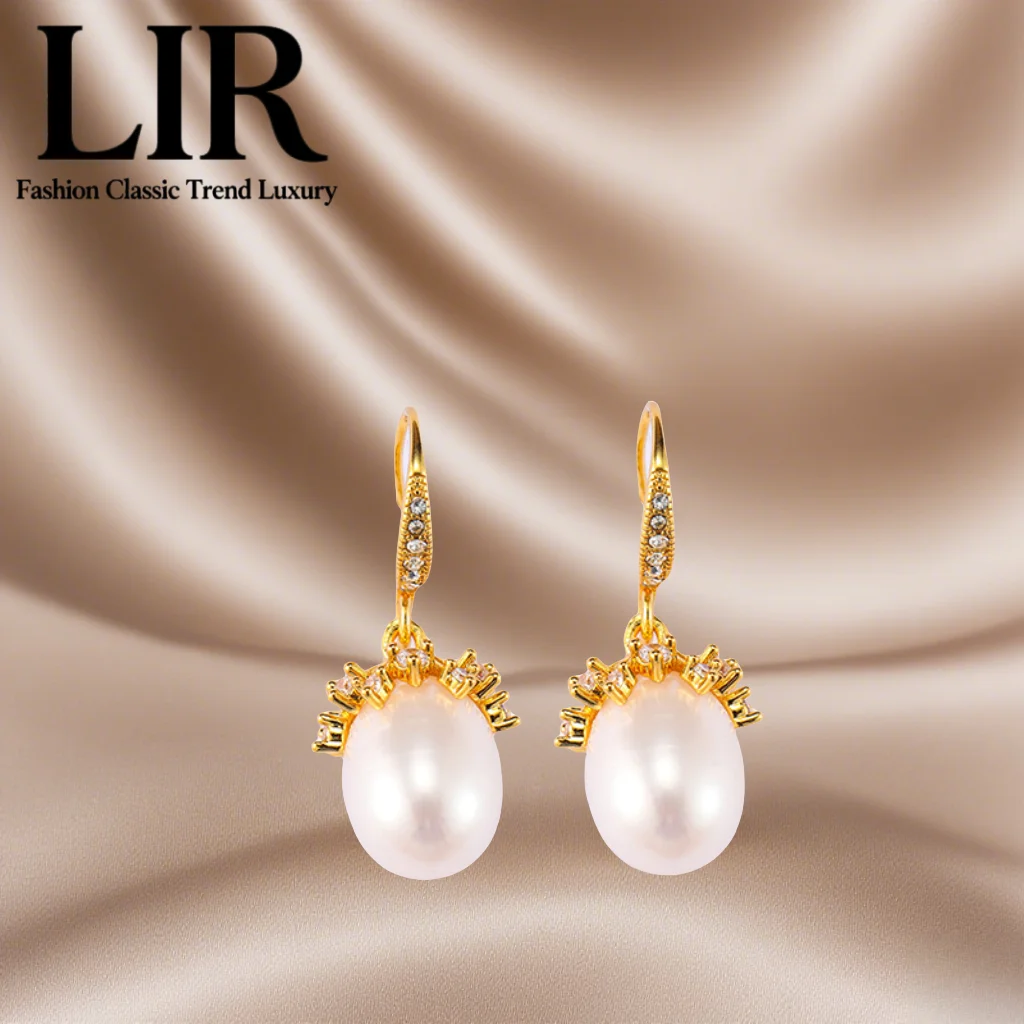 

Серьги LIR в стиле барокко с пресноводным жемчугом: цветок циркона, длинный стиль с кисточками, элегантные, женские модные украшения