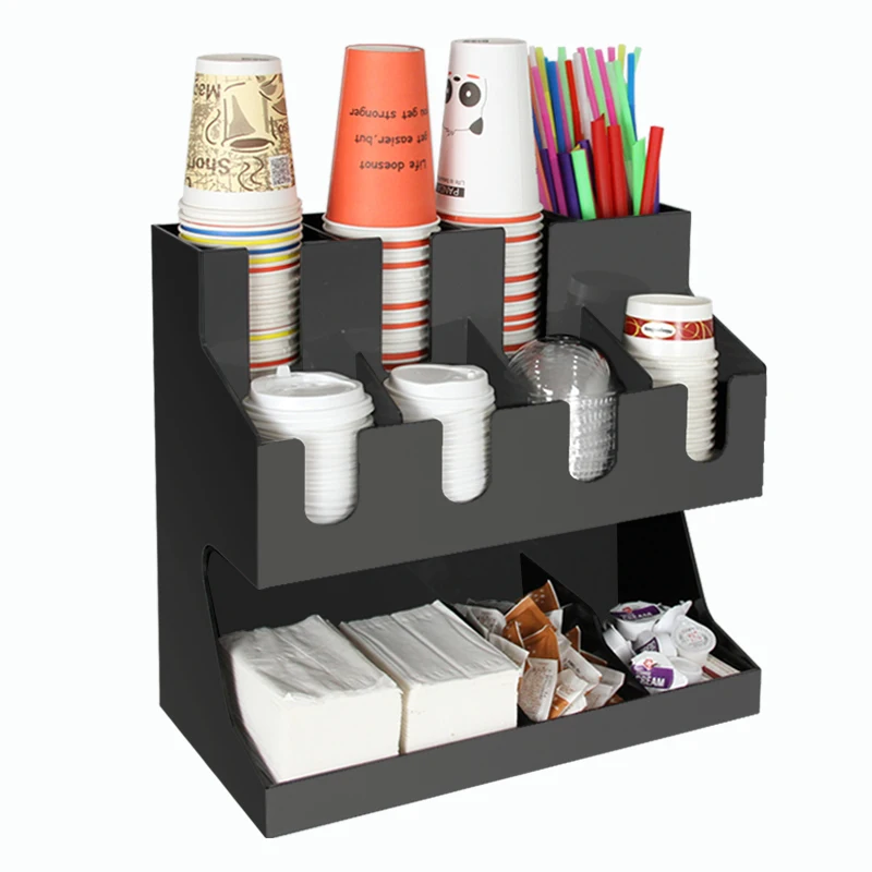 

Coffee, milk tea shop supplies, bar counter, straw storage rack, disposable paper cup holder, cup holder, paper towel