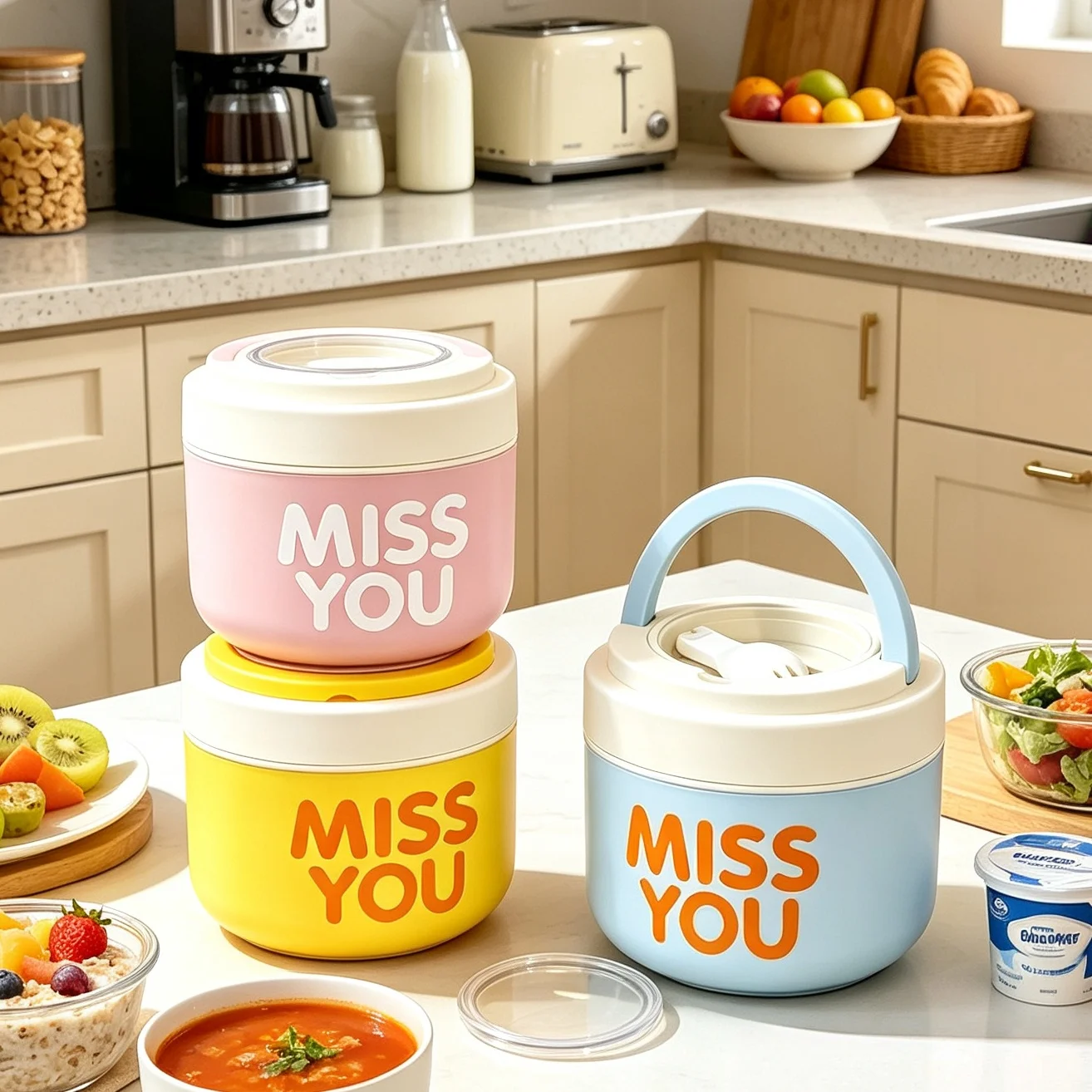 304 Stainless Steel Insulated Breakfast Cup, Large Capacity Fresh-Keeping Bowl, Portable Food Container for Office Workers, Lunch Box, Soup Cup, Fruit Salad Fresh-Keeping Lunch Box