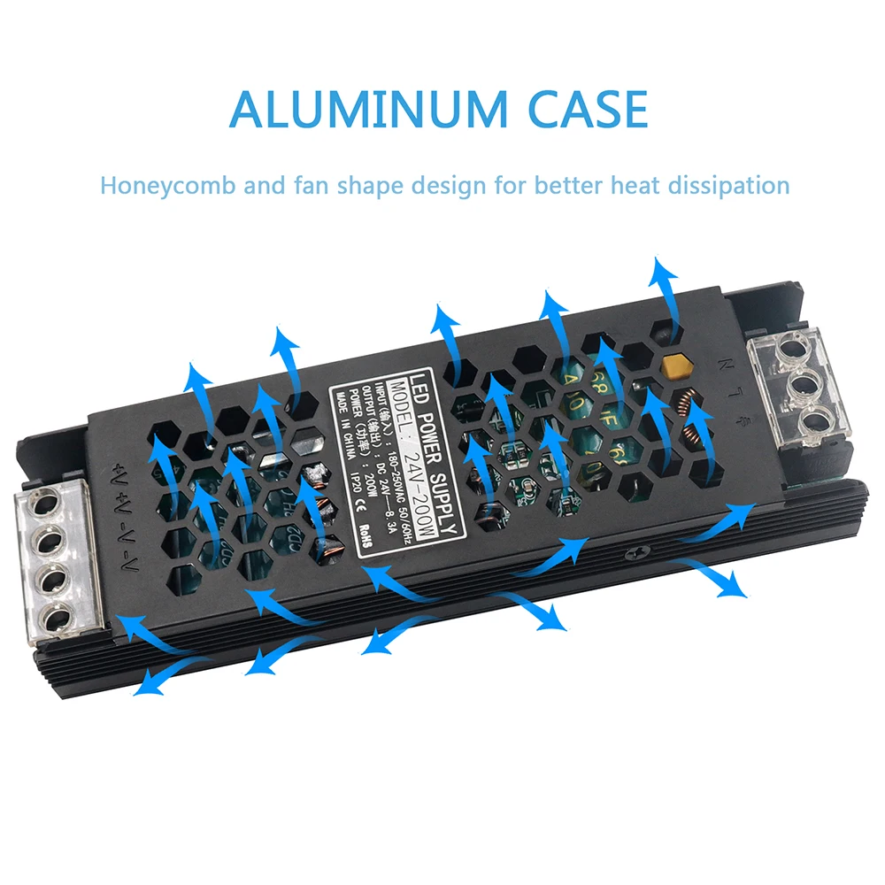 Transformator zasilający LED AC na DC 12V 24V 60W 100W 200W 300W 400W Sterownik LED Super cienki konwerter A/D do taśmy świetlnej LED