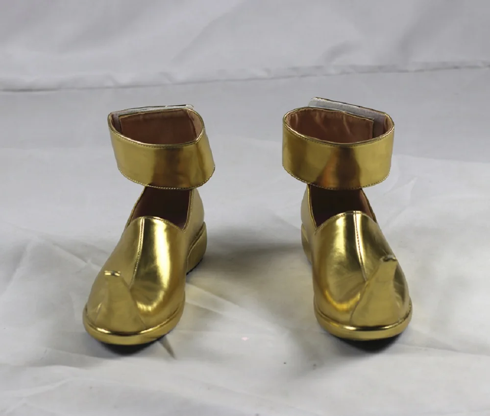 A3 天馬シュメールガ コスプレ衣装靴 ゴールド 手作り フェイクレザーブーツ