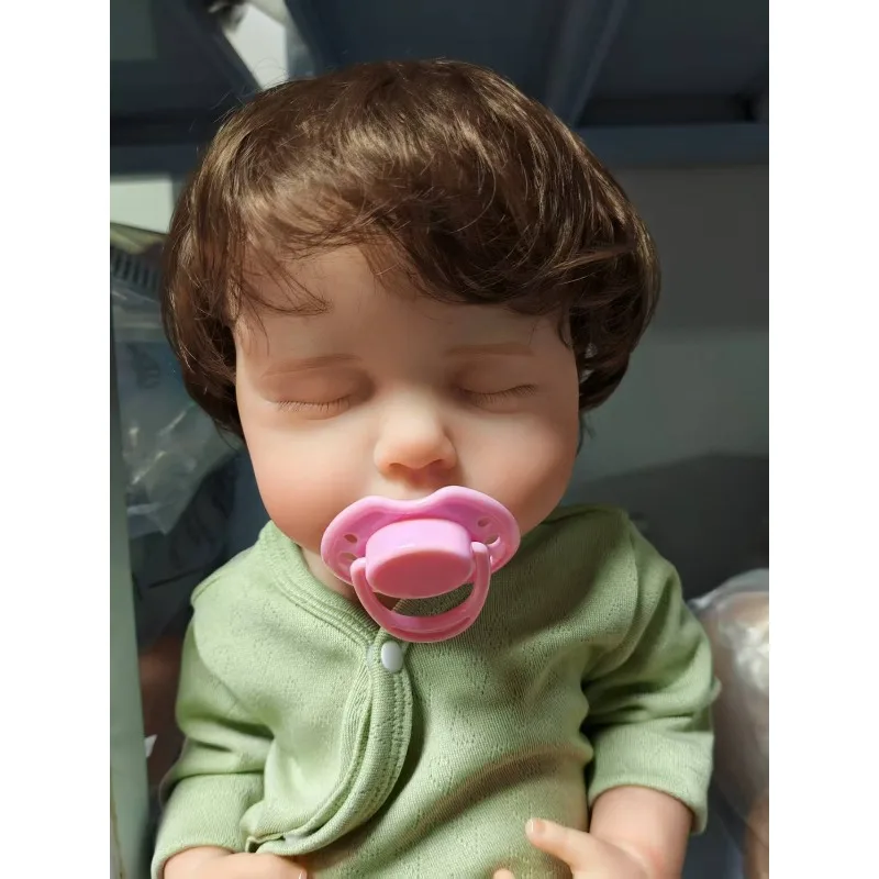 49cm Full Vinyl Girl Body Silicone Reborn Doll Loulou with Hand Rooted Hair 3D Skin High Quality Gift