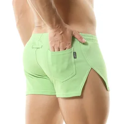 Mens Shorts Made of Cotton Fabric Pocket Split Inner Pocket Breathable Middle Waist Large Sports Shorts Male Boxershorts