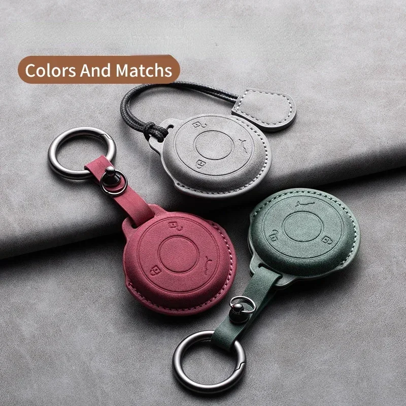 

Leather Car Smart Key Case Cover For NETA V Nezha U Nezha NO1 NETA V Auto Key Fob Shell Holder Keychain Accessories