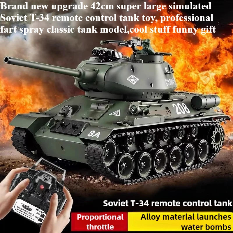 

Cool Stuff Toy Tank Funny Gift-1:18 Alloy Track Rc Tank Toy,T-34 Tank Model,Monster Truck,Robot Chassis,Toys for Kids,Fart Spray