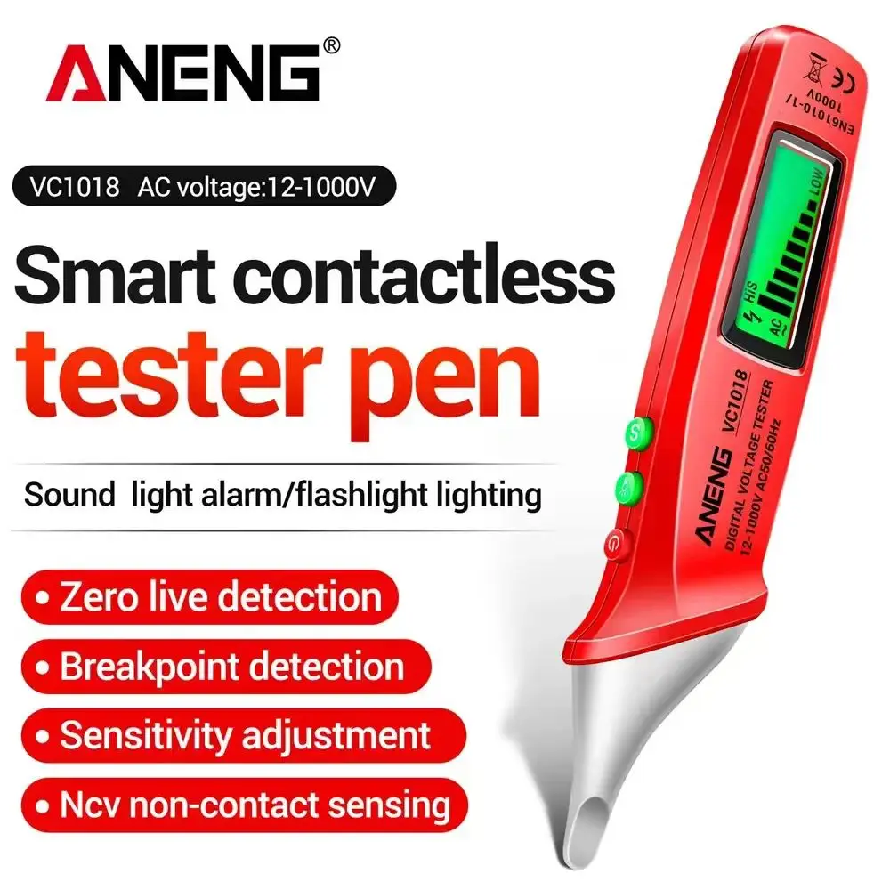 ANENG VC1017 Voltage Tester Pen AC/DC Electrical Induction Test Pencil Buzzer Alarm Voltage Detector Breakpoint Finder Tools