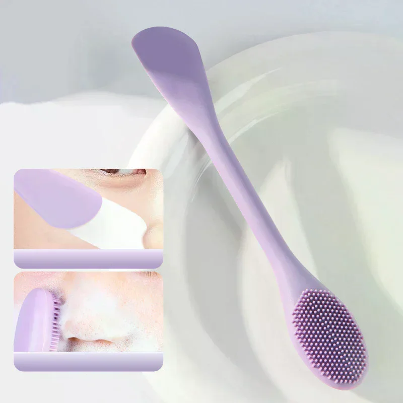 مزدوج الرأس سيليكون قناع الوجه فرشاة تدليك الوجه تنظيف فرشاة DIY الطين فيلم مكشطة أداة العناية بالوجه سبا صالون تجميل