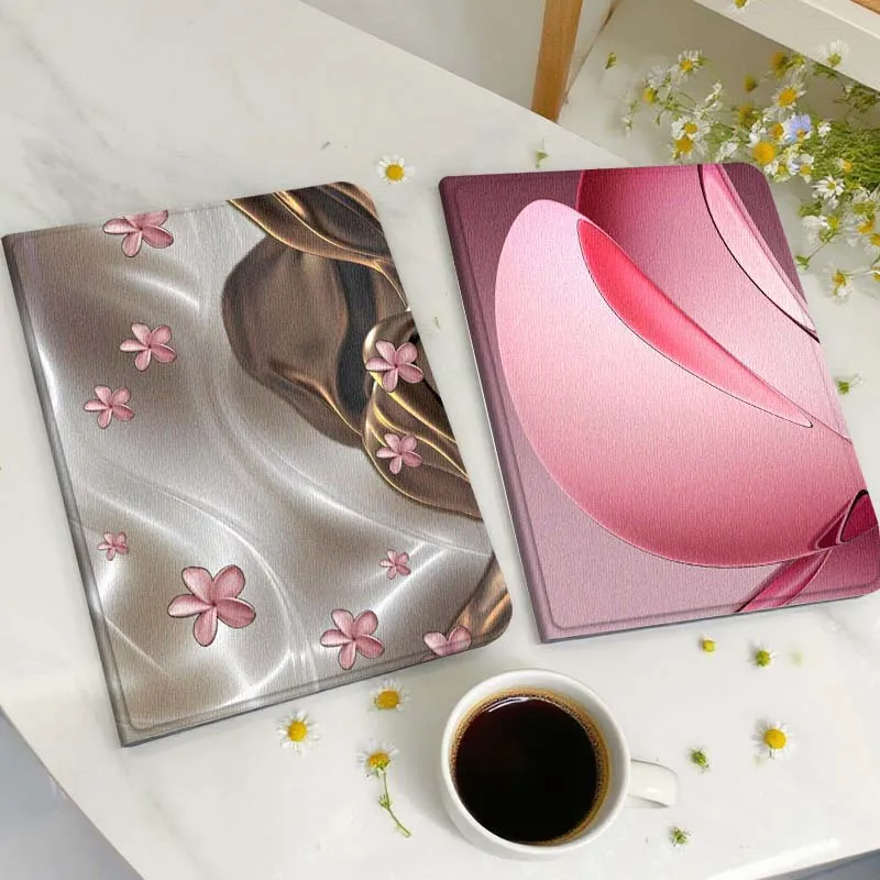 

Pink Flower Satin Wave Tablet Case For Huawei Honor MatePad MediaPad Air 5 6 7 11 V6 V7 V8 V9 X9 X8 T10 T10s C5e T5 Gift