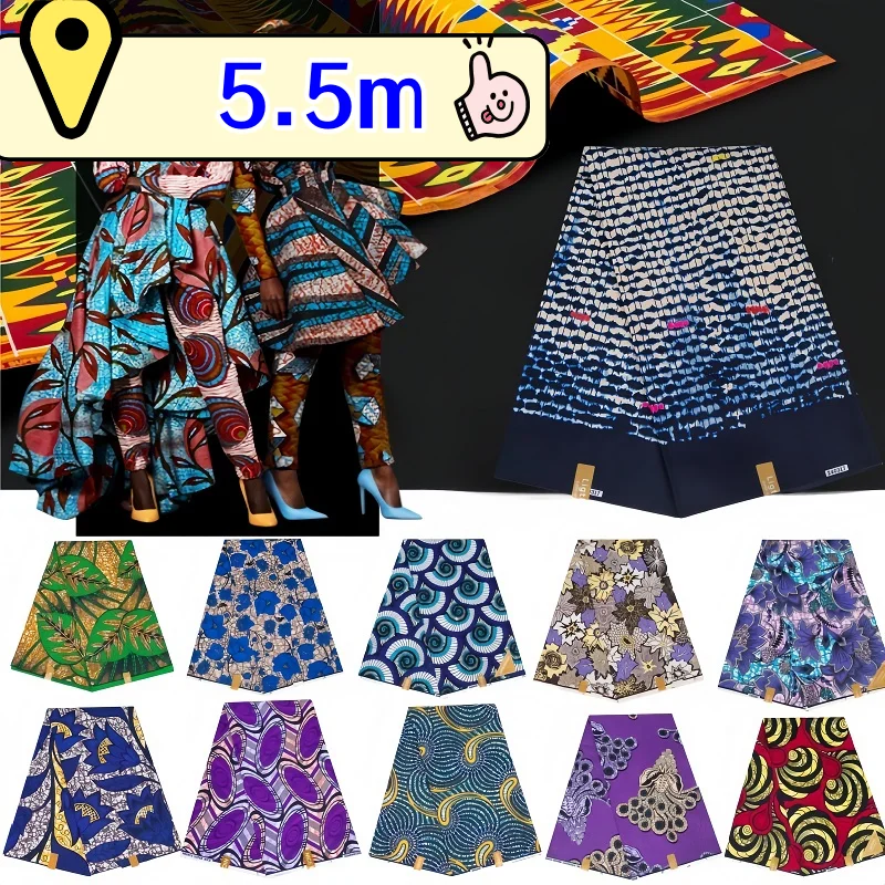 

6 Yards Print Fabric Polyester Batik Damask Textile Cloth Sewing Garment Sawing Material for Dress Handmake Diy