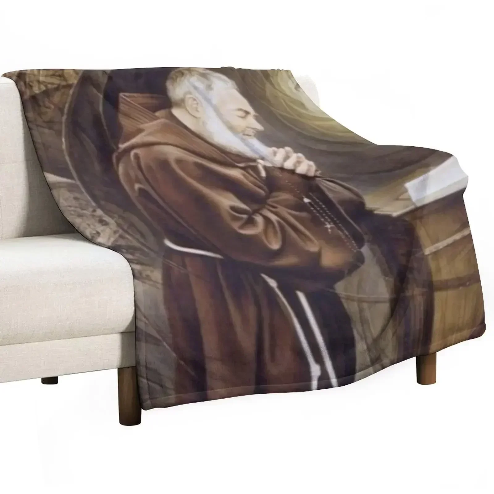 Cobertor macio para decoração de casa, cobertor para sofá e quarto, Padre Pio