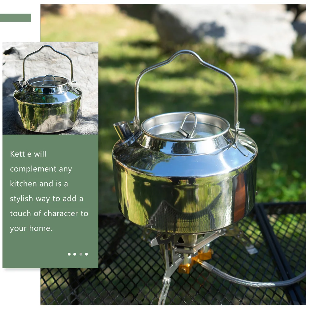 

Portable Stainless Steel Water Kettle Compact Camping Cookware Outdoor Tea Pot For Hiking Fishing Travel Lightweight Stovetop