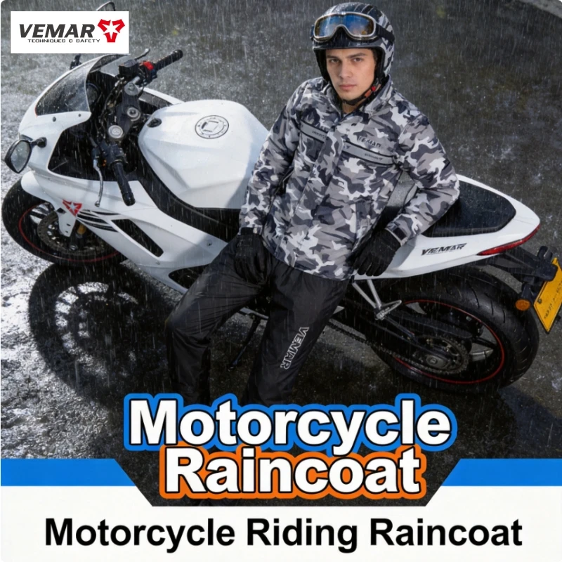 VEMAR All-Weather Rain Suit for Men Women Delivery Riders, Rainy Day Motorcycle E-Bike Waterproof Riding Top and Pants Raincoat