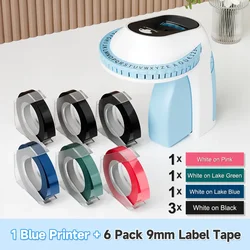 Phomemo E975 Embossing Label Printer with 6 Tapes 3D Portable Embossed Label Maker Handheld Writer for Office Home Organization