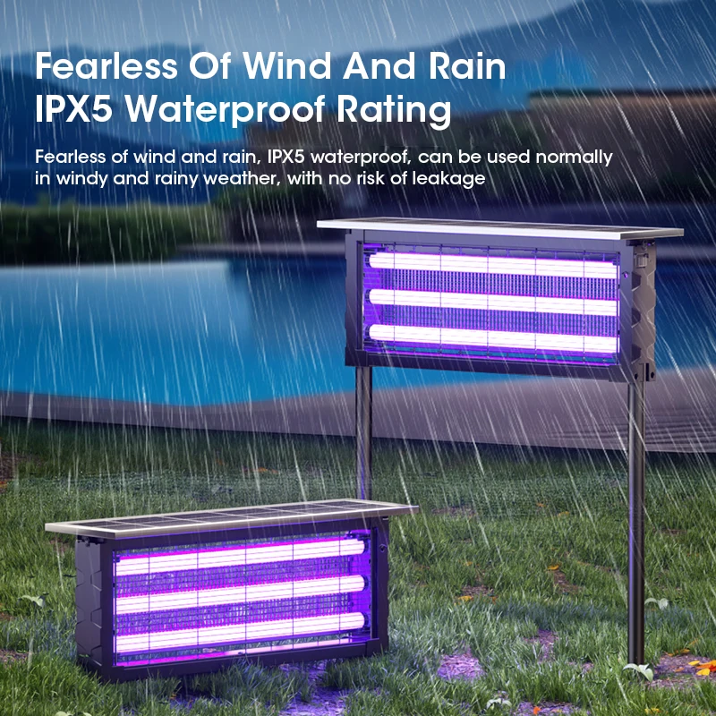 Solar Mosquito Killer IPX5 Waterproof 395nm UV Carbon Mesh Dual Charging 10 Year Lifespan Auto Sensor Night Light for Garden