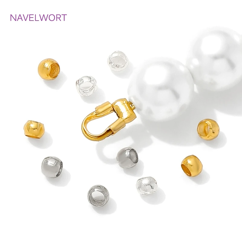 18K Gold Plated Brass Ball Crimp End Beads,2/2.5mm Stopper Spacer Beads,Crimp Beads For Jewelry,DIY Jewelry Making Accessories