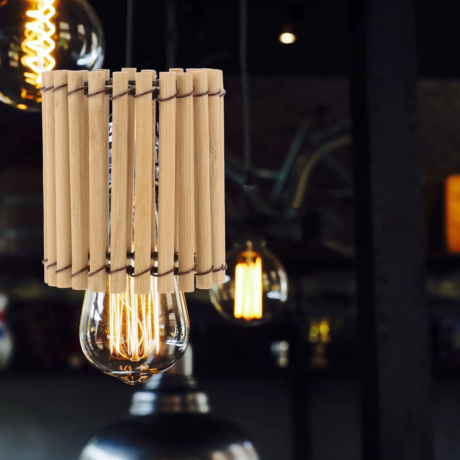 

Bamboo Lampshade Handwoven Light Cover Vintage Pendant Shades Suitable Bedroom Living Traditional Style Bamboo Woven Lampshades
