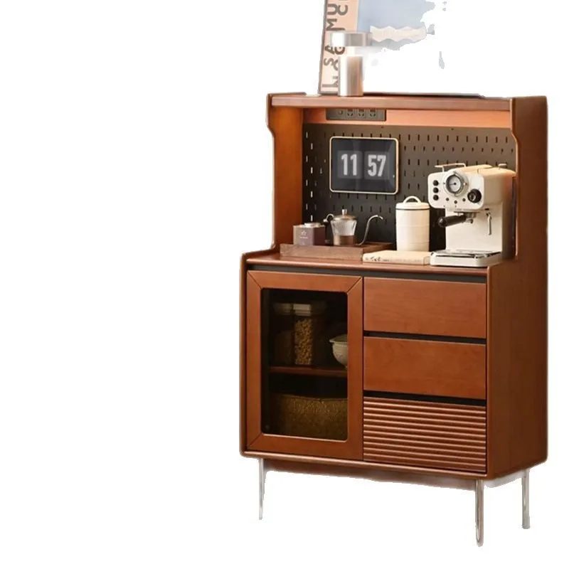 

Nordic solid wood dining side cabinet small apartment restaurant medieval locker household log storage retro cabinet