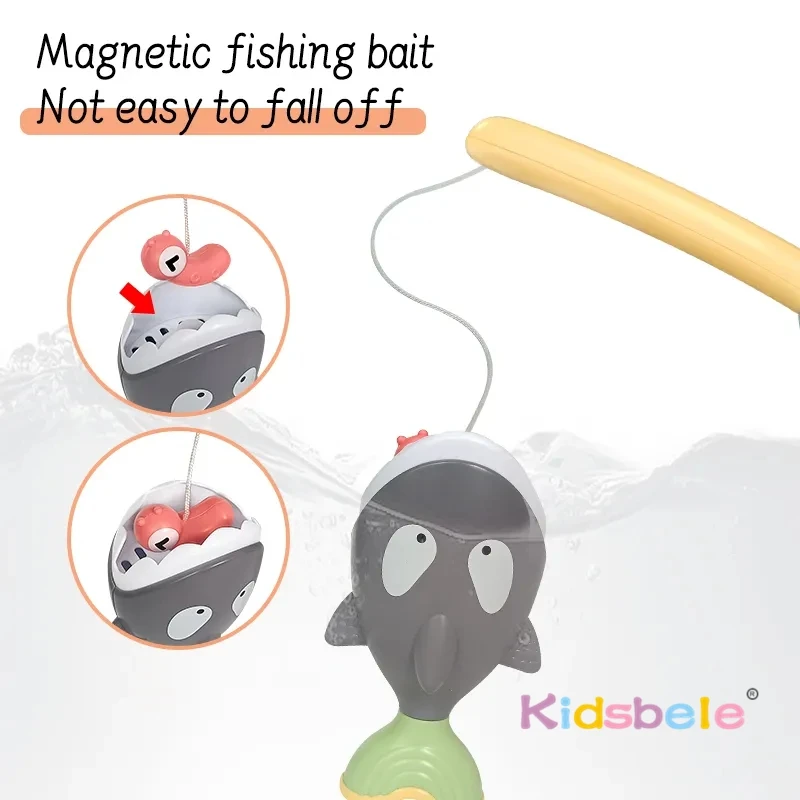 Jouet d'eau flottant requin d'été, jeu de pêche magnétique avec effets d'eau, jouet de bain de piscine pour enfants, jouet d'arrosage sensoriel coloré amusant