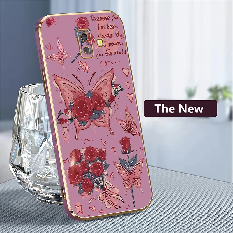 Colorful Butterfly Plating Case For Samsung Galaxy J4 J6 Plus 2018 J4 J5 J7 Prime J730 J7 Pro J7 2017 Soft Flower Rose Cover