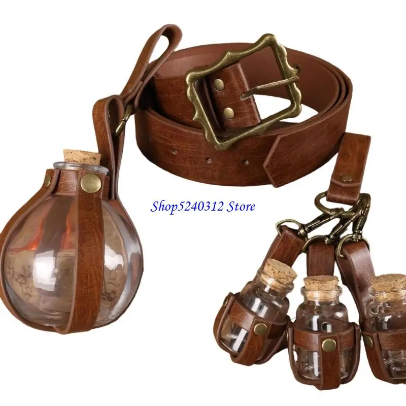 634C 中世騎士衣装ルネサンスコルクポーションボトルレザーベルトハロウィンパーティーコスプレ衣装大人のための