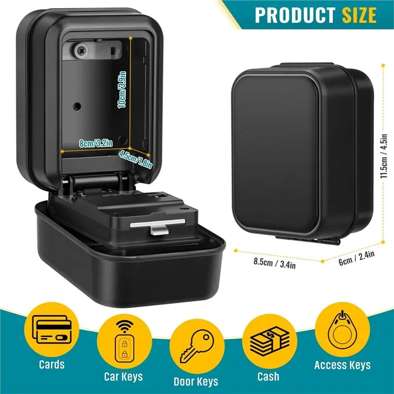 Caja de bloqueo de llaves ABYP para llaves con código, caja de seguridad de combinación de 4 dígitos impermeable para montaje en pared para garaje de oficina en casa