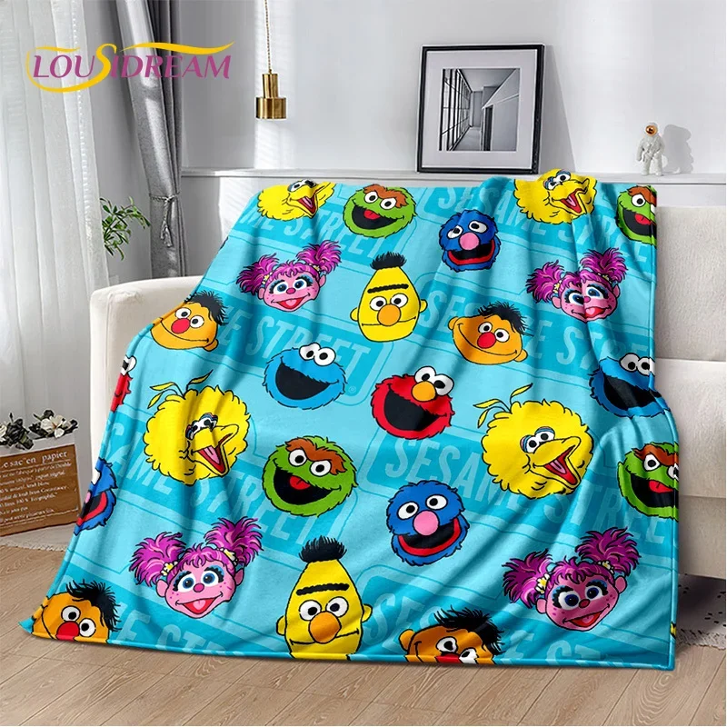 3D Cartoon S-Sesame Street Cute Soft Blankets,Keep Warm Throw Blanket Comfortable Blanket for Picnic Beds Sofa Home Bedroom Kids