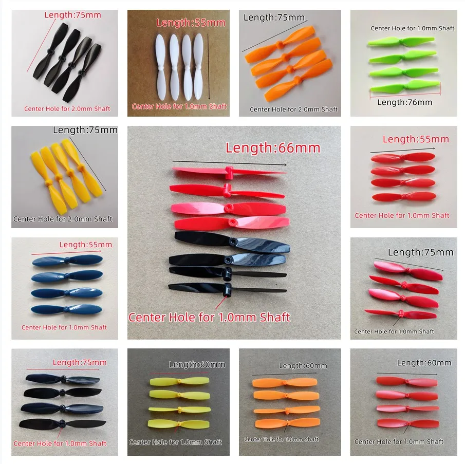 Length 55mm 60mm 75mm For 0.8mm 1mm 1.2mm 2mm Shaft 3 Blade Tri-Blade Propeller Props FPV motor For FPV Racing Drone Spare Parts