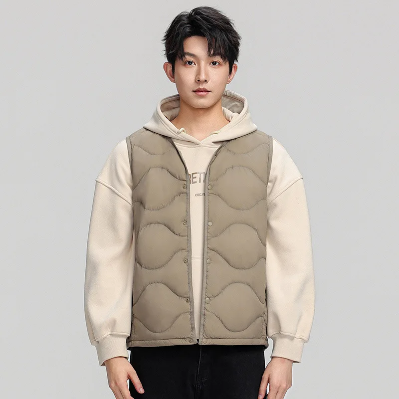 

Новый мужской теплый жилет с подкладкой из 90% утиного пуха, зимний жилет без рукавов без воротника