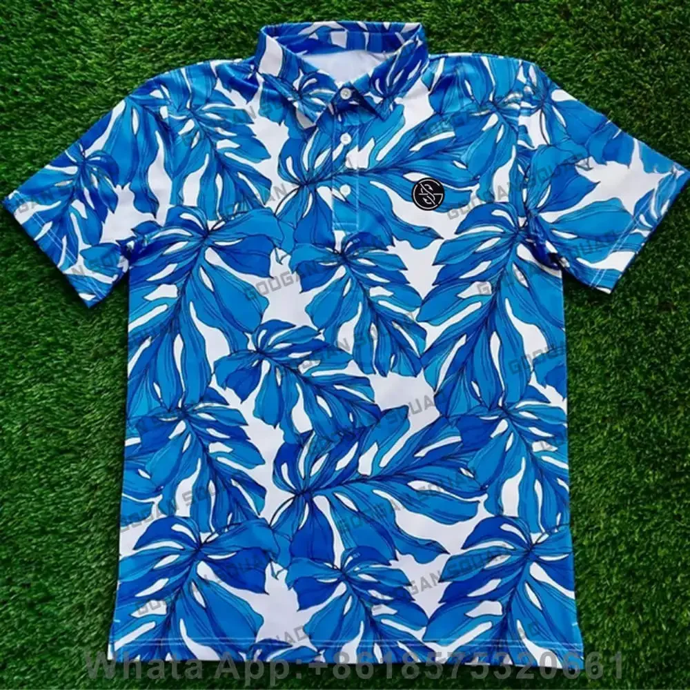 Summer Casual Print T-shirts Golf Wear Mens Short Sleeve Golf Polo Button Shirts Fashion Lapel Badminton Football Sport Clothing