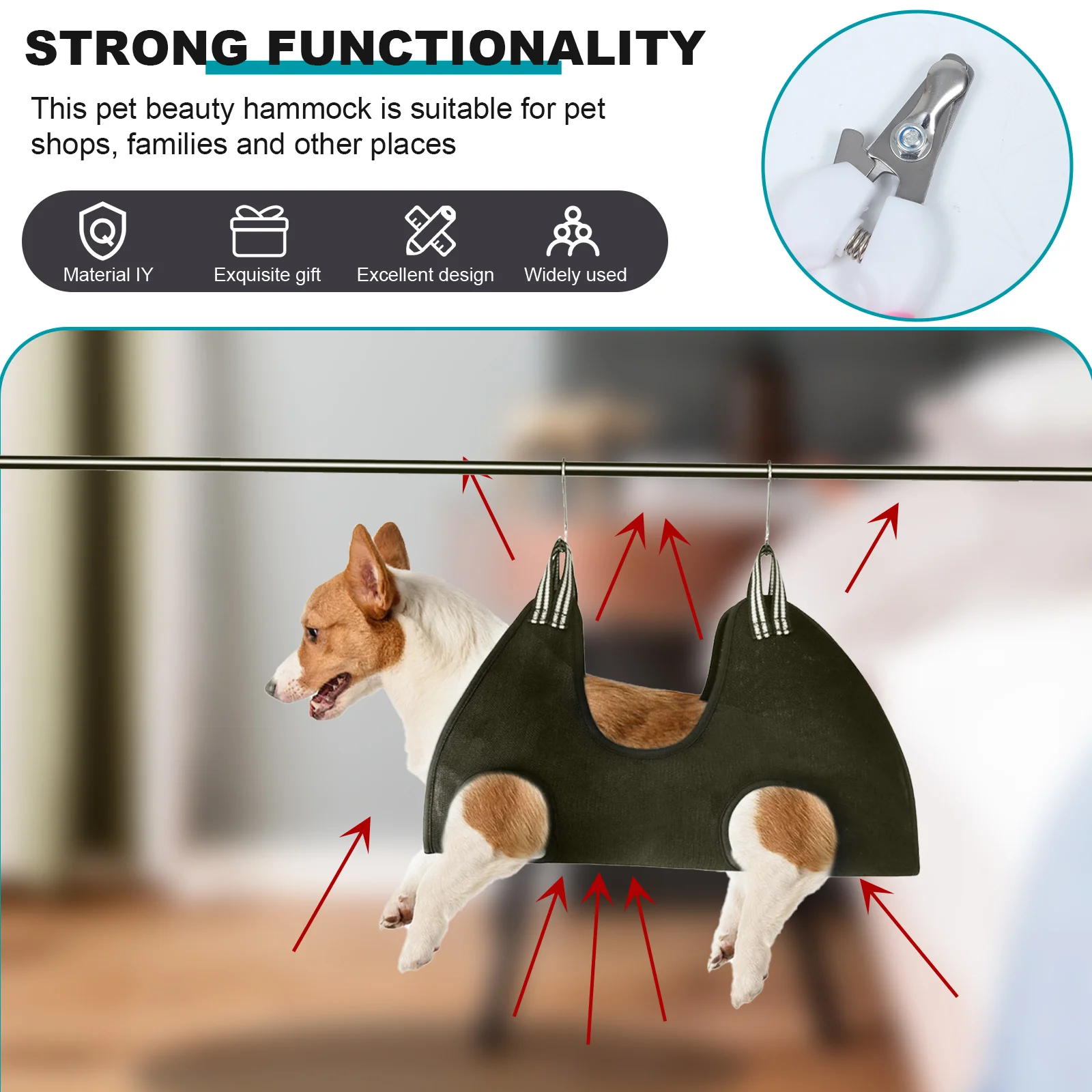 

1Set Cat Dog Grooming Hammock for Nail Trimming Sturdy Pet Sling Non-Slip Design Ideal for Grooming Table Use Convenient