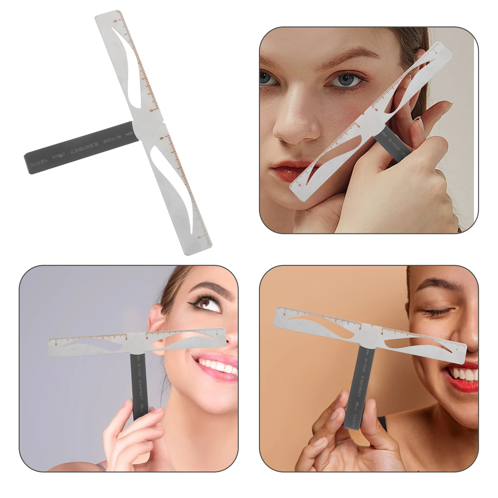 

Reusable Eyebrow Stencil Ruler Three-Point Eyebrow Caliper Positioning Kit Measuring Tool for Beginners Tattoo Makeup