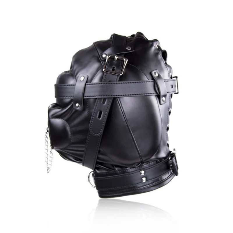 PU Couro Full Face Cosplay Máscara para Homens e Mulheres, Fetiche Preto, Festa de Halloween, Misterioso Latex Hood, Patente Estilo Punk