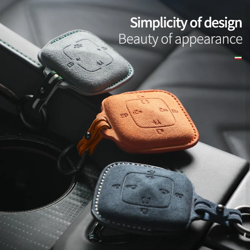 For ZEEKR 001 X Car Key Case Suede Cover Shell Protector Accessories Auto Remote Smart Keychain keyless Entry 2024 2023 2022