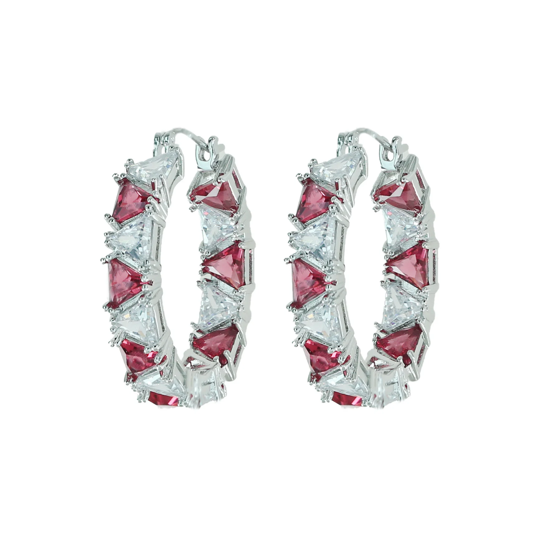925 Silver Triangle Cut Hoop Earrings, Mint Green Peridot CZ Huggie, Statement Party Jewelry