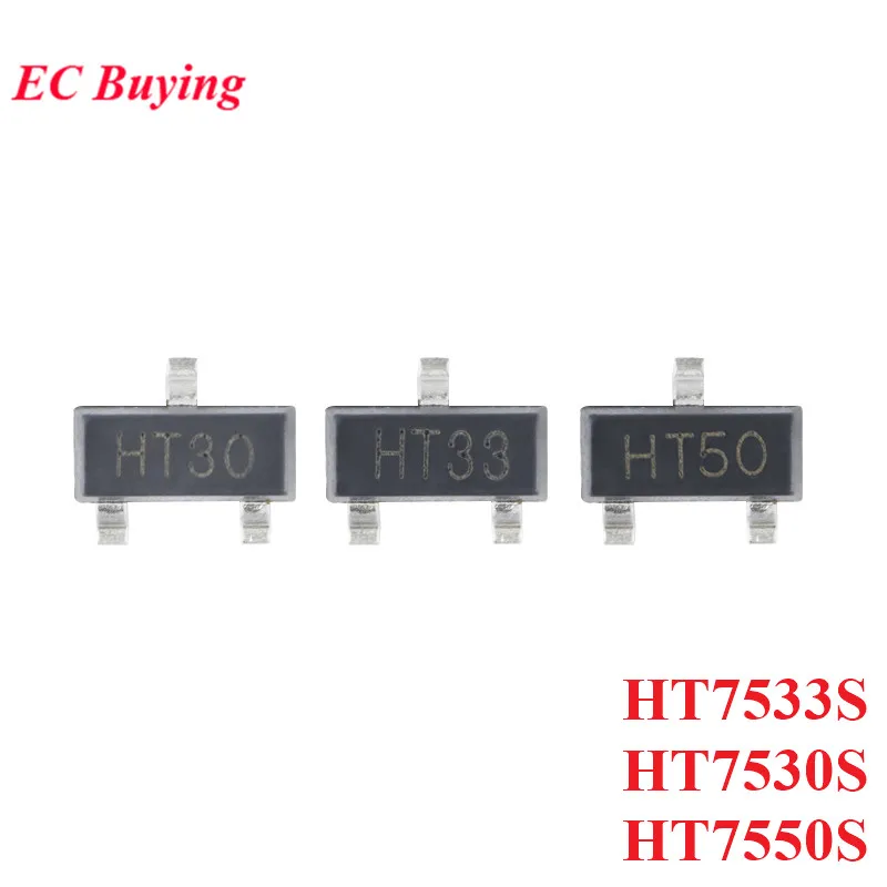 10pcs/lot HT7533S HT7530S HT7550S SOT-23 HT7533-S HT7530-S HT7550-S SOT23 3V/3.3V/5V 100mA LDO Chip IC Controller New Original