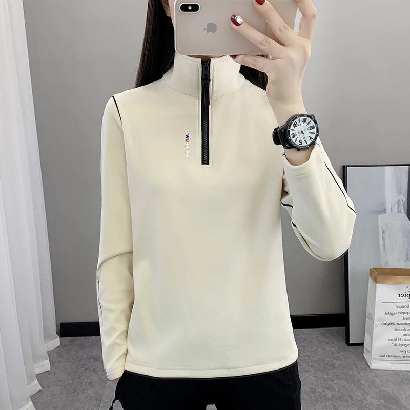 

Outdoor Fleece Thickened Top Women's Stand-up Collar Top Warm Long-sleeved Shirts for Women Sweater Autumn Hiking Comfortable