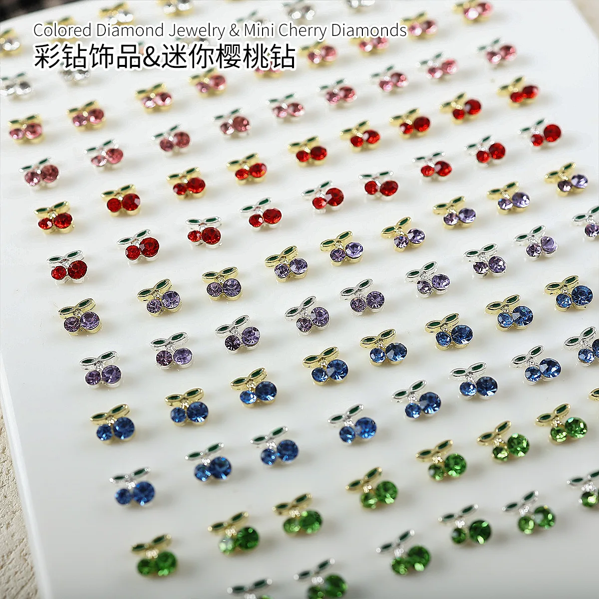 10 pçs 3d brilho mini diamantes coloridos cereja frutas liga arte do prego strass jóias decorações manicure vintage bonito encantos