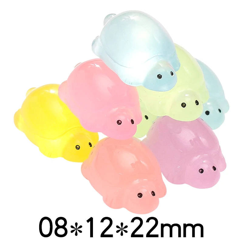 Mini Luminous Cartoon Turtle para Decoração de Casa, Resina Desktop Ornamentos, Acessórios para Dollhouse, Paisagem, 5Pcs por Conjunto