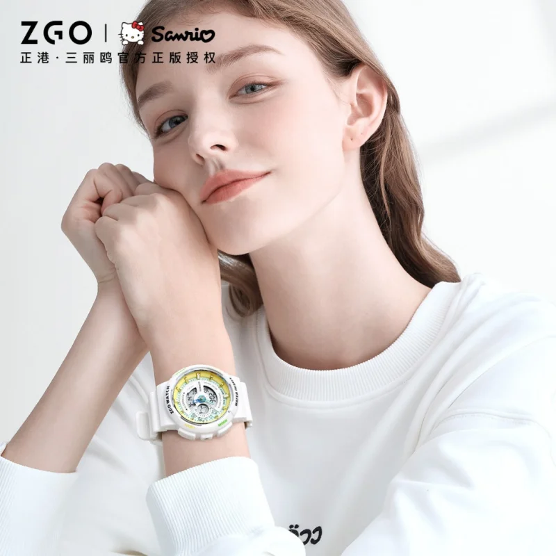 ZGO Sanrio Pochacco ساعة إلكترونية رقمية للنساء رياضية مقاومة للماء ساعة كرونوغراف لطلاب المدارس الثانوية المتوسطة 8573