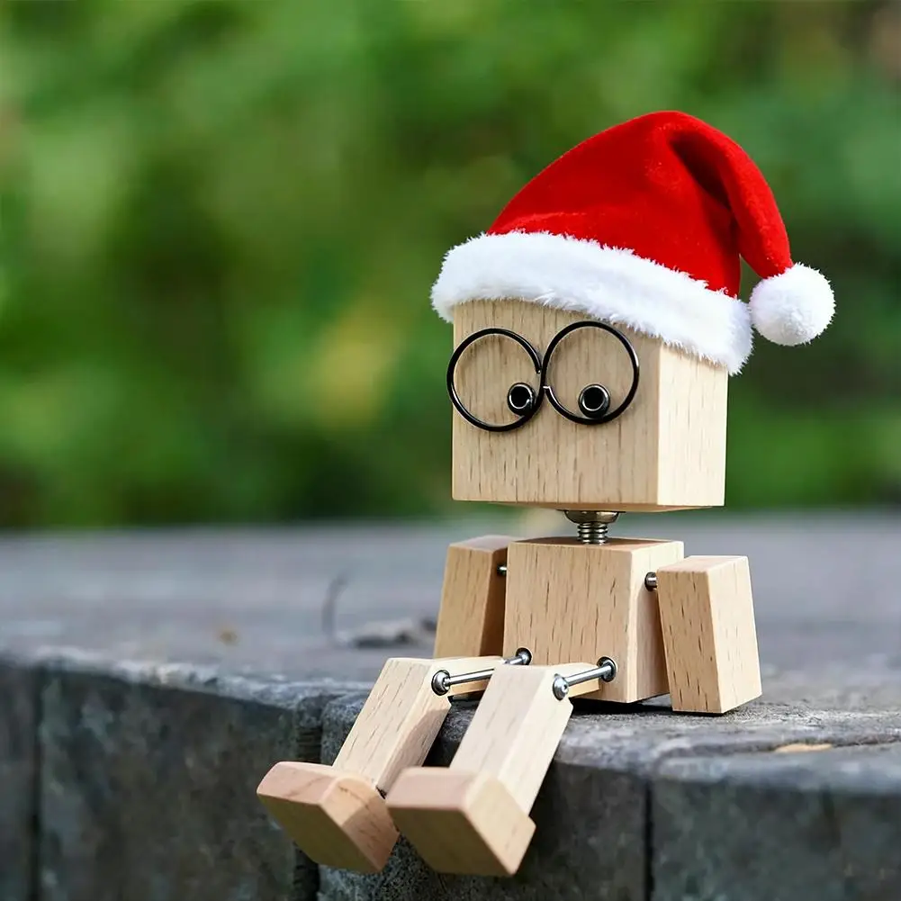 

Christmas Wooden Man Figurine Shaking Wooden Man Figure Decoration Desktop Auto Dashboard Funny Sculpture Ornaments Gifts