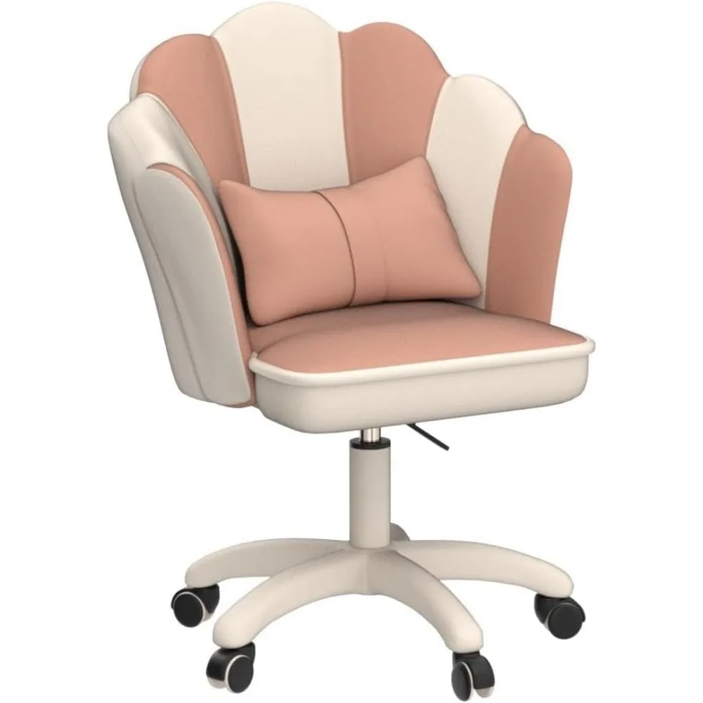 Cadeira de mesa de pétala fofa de veludo, cadeiras de borboleta para escritório em casa com almofada de arco, cadeira de maquiagem para quarto, cadeiras de tarefas de computador